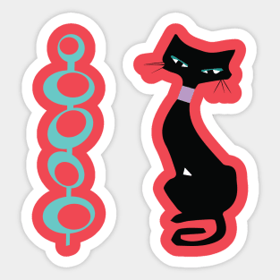 Black Cat in Atomic Age Style Sticker